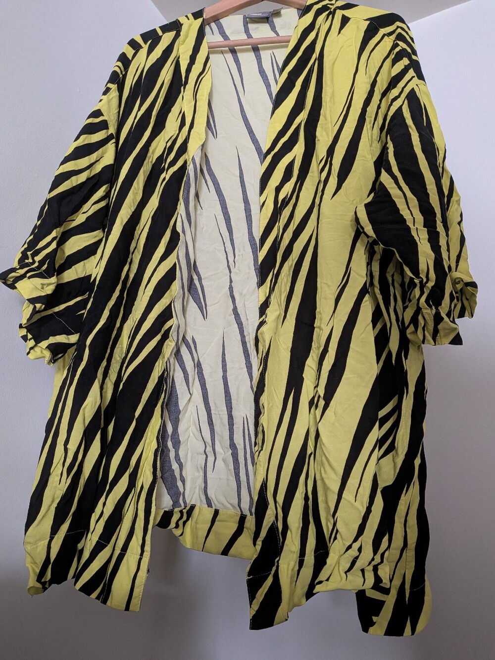 ASOS Yellow and Black Striped Open-Front Kimono